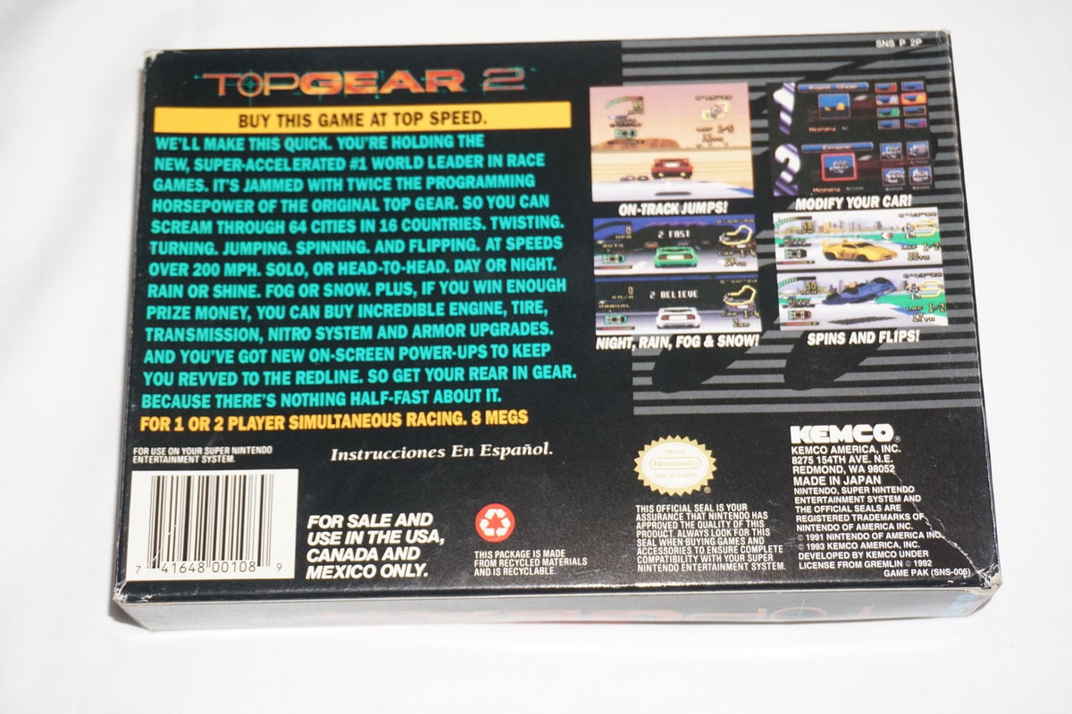 Top Gear 2 (Super Nintendo SNES) Complete in Box CIB