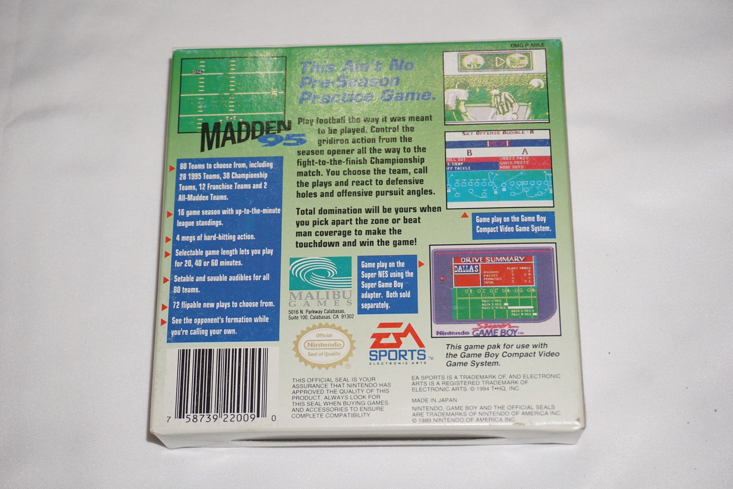 Madden 95 (Nintendo Game Boy Gameboy) Complete in Box CIB