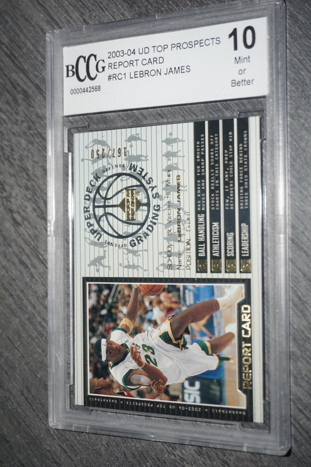 2003-04 Ud Upper Deck Top Prospects Report Card Lebron James BCCG 10 /250 RC1