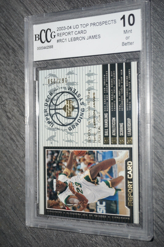 2003-04 Ud Upper Deck Top Prospects Report Card Lebron James BCCG 10 /250 RC1