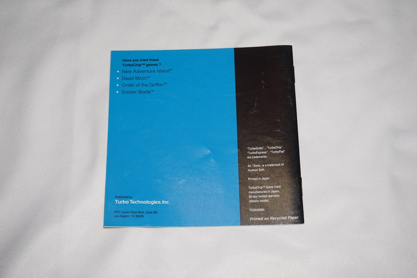 Air Zonk (Turbo Grafx 16 Turbografx tg16) Manual ONLY NO GAME