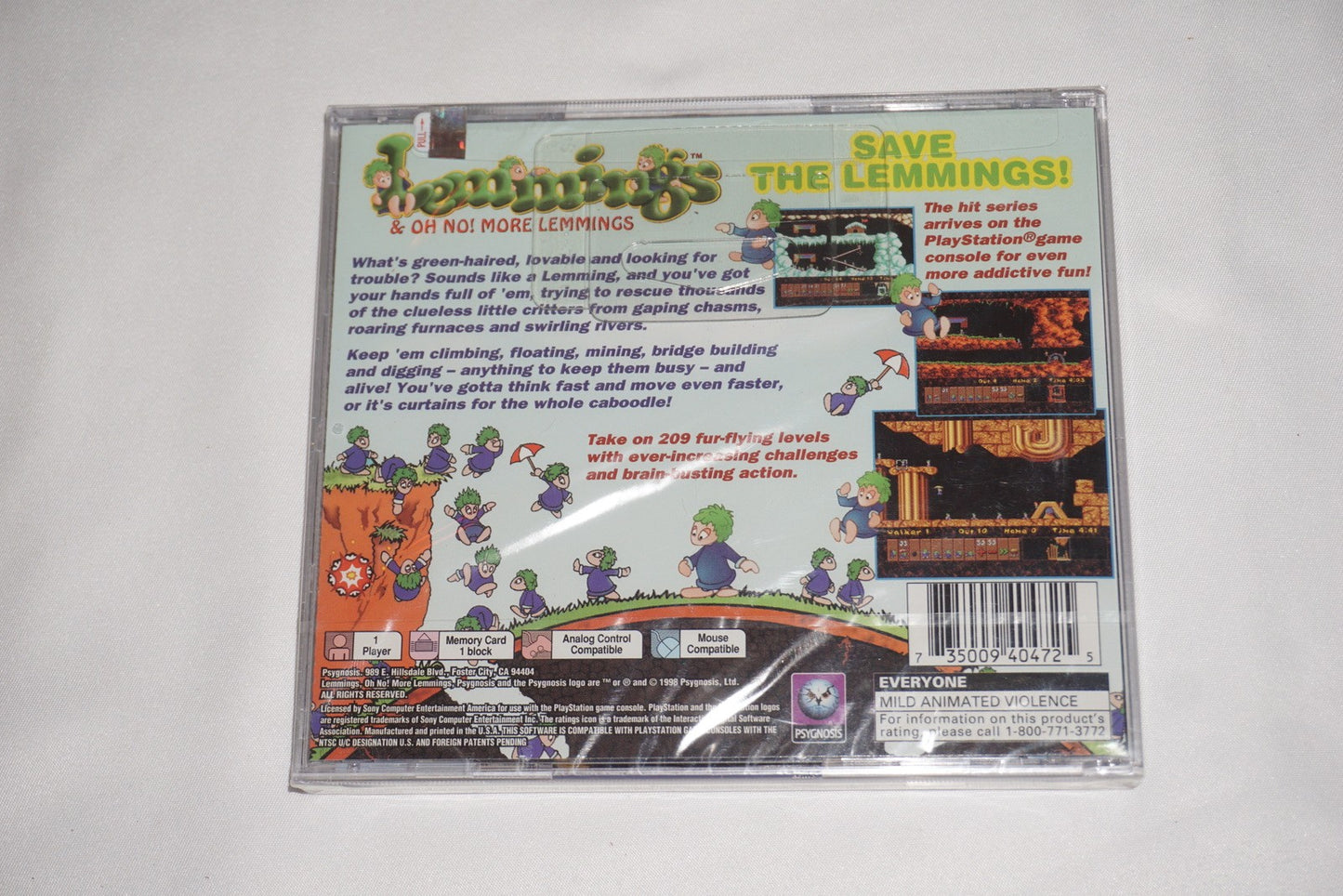 Lemmings & Oh No More Lemmings (Sony Playstation 1 ps1) NEW Factory Sealed