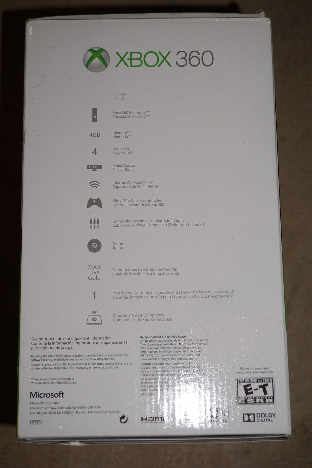 Black Microsoft Xbox 360 4 gb E System Console NEW Sealed Kinect Adventures