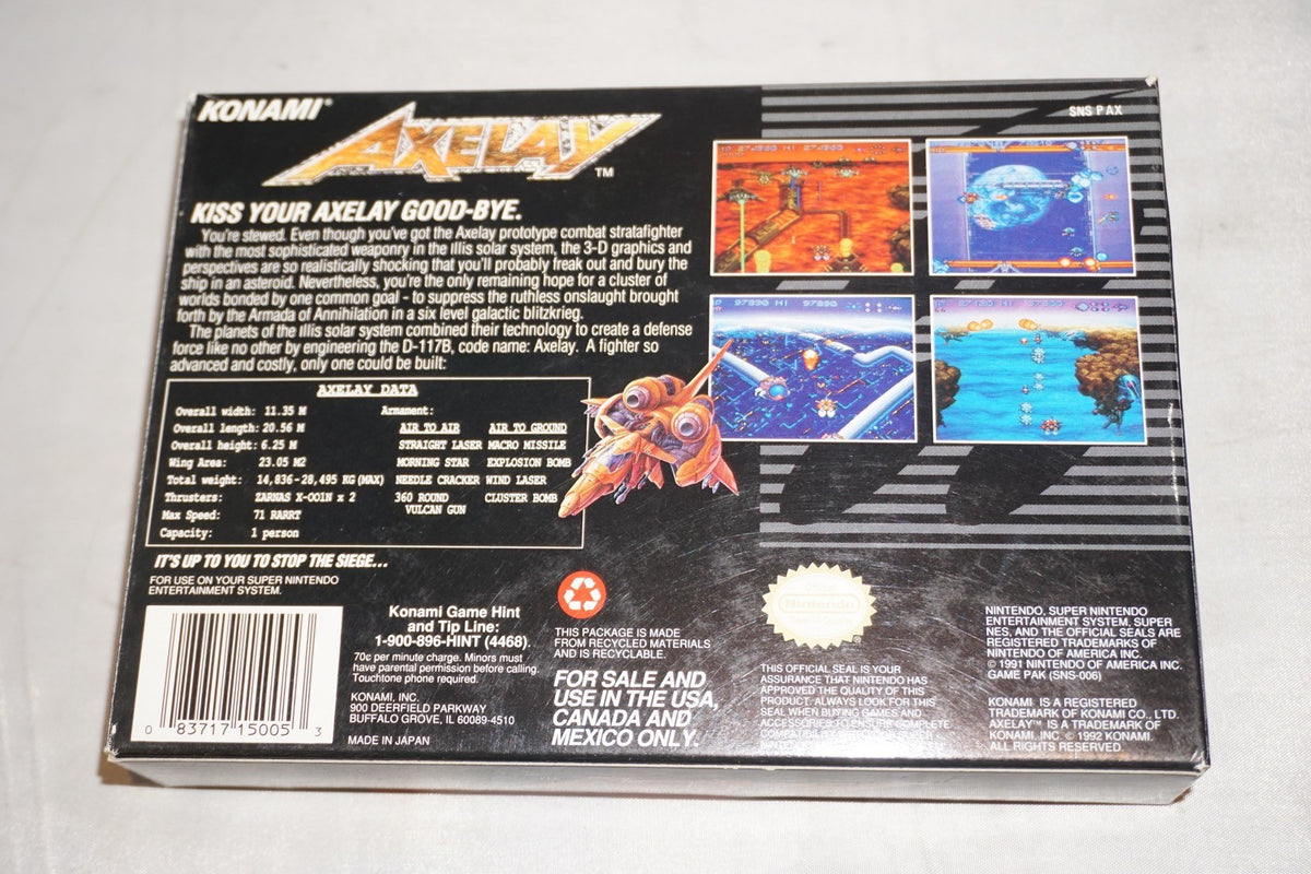 Axelay (Super Nintendo SNES) Complete in Box w/ Reg Card CIB