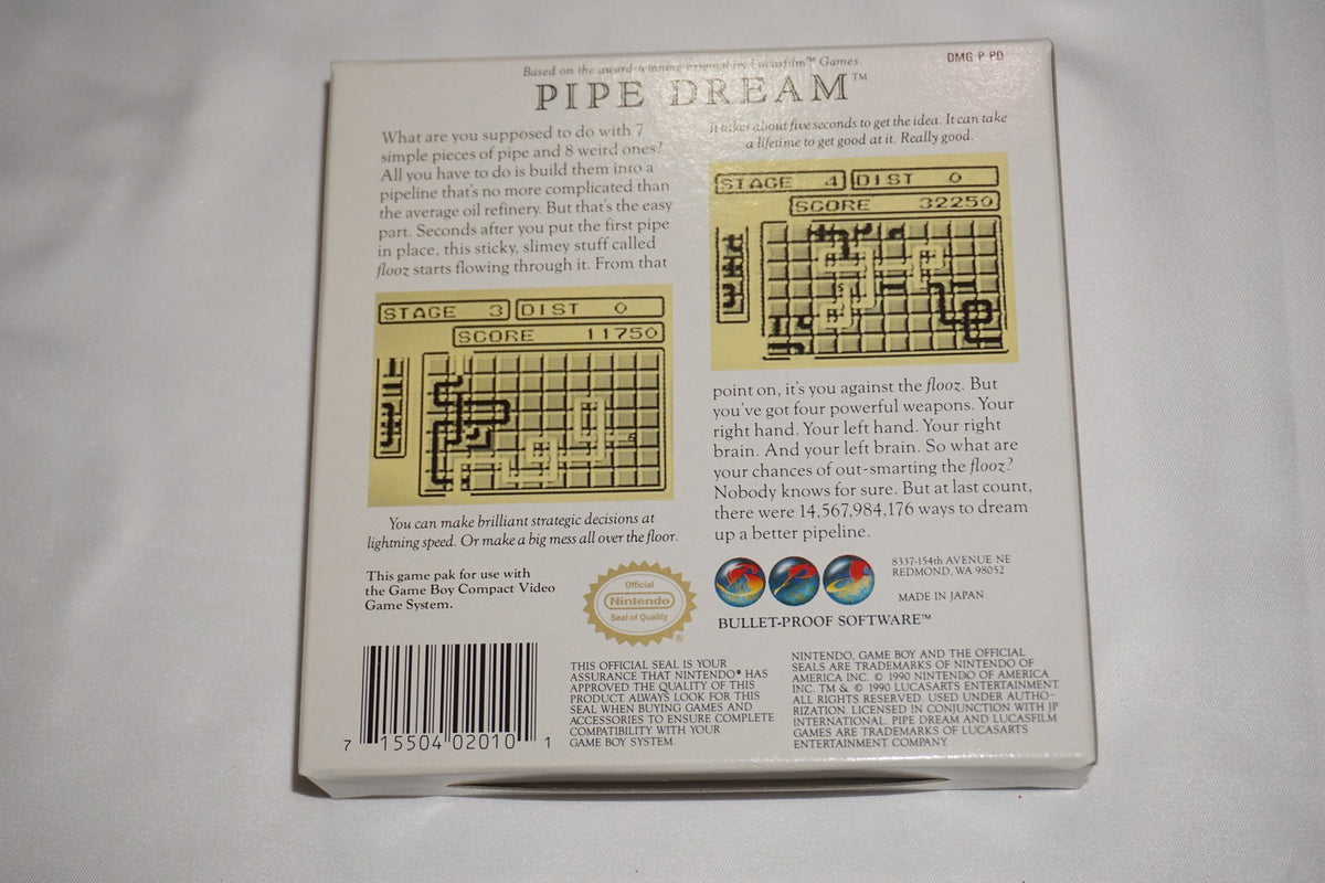 Pipe Dream (Nintendo Game Boy Gameboy) Complete in Box w/ Reg CIB