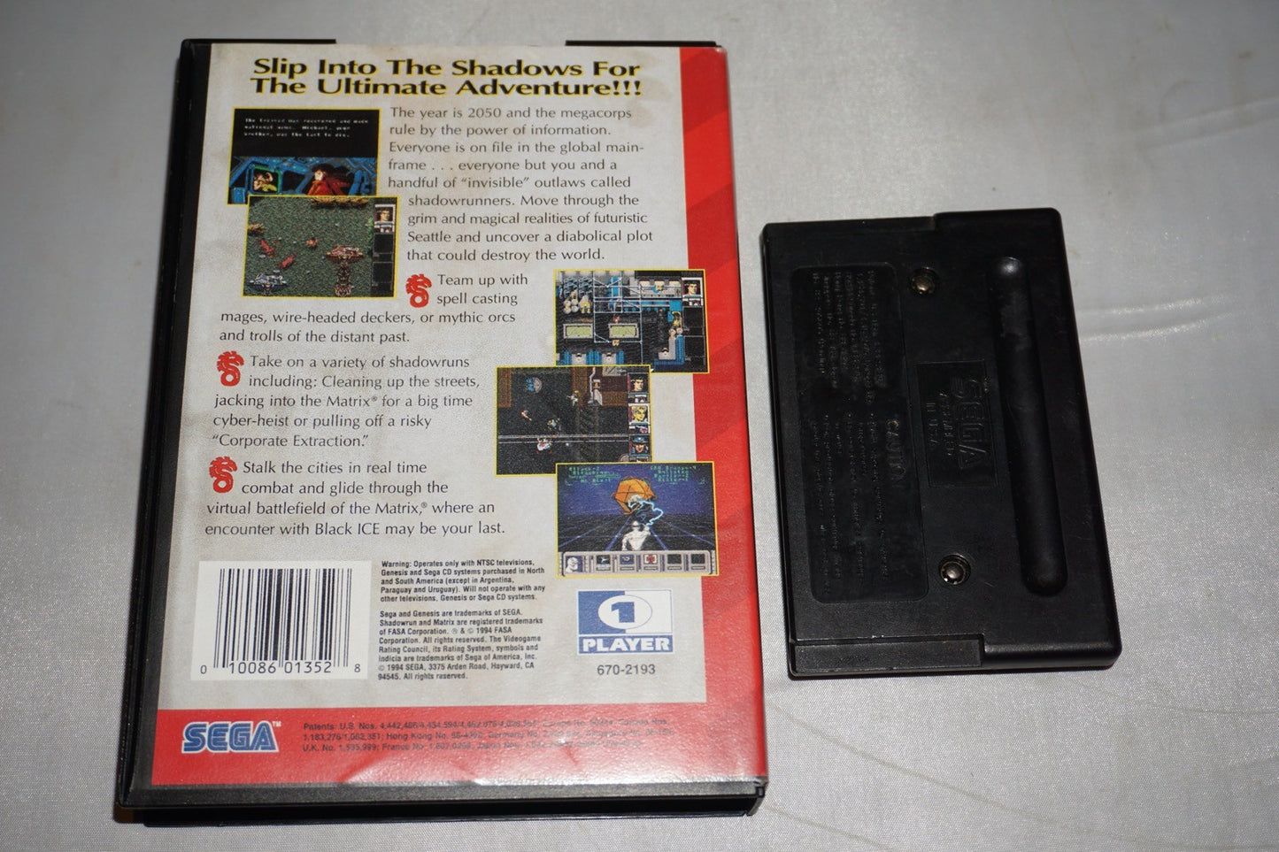 Shadowrun (Sega Genesis) with Case No Manual