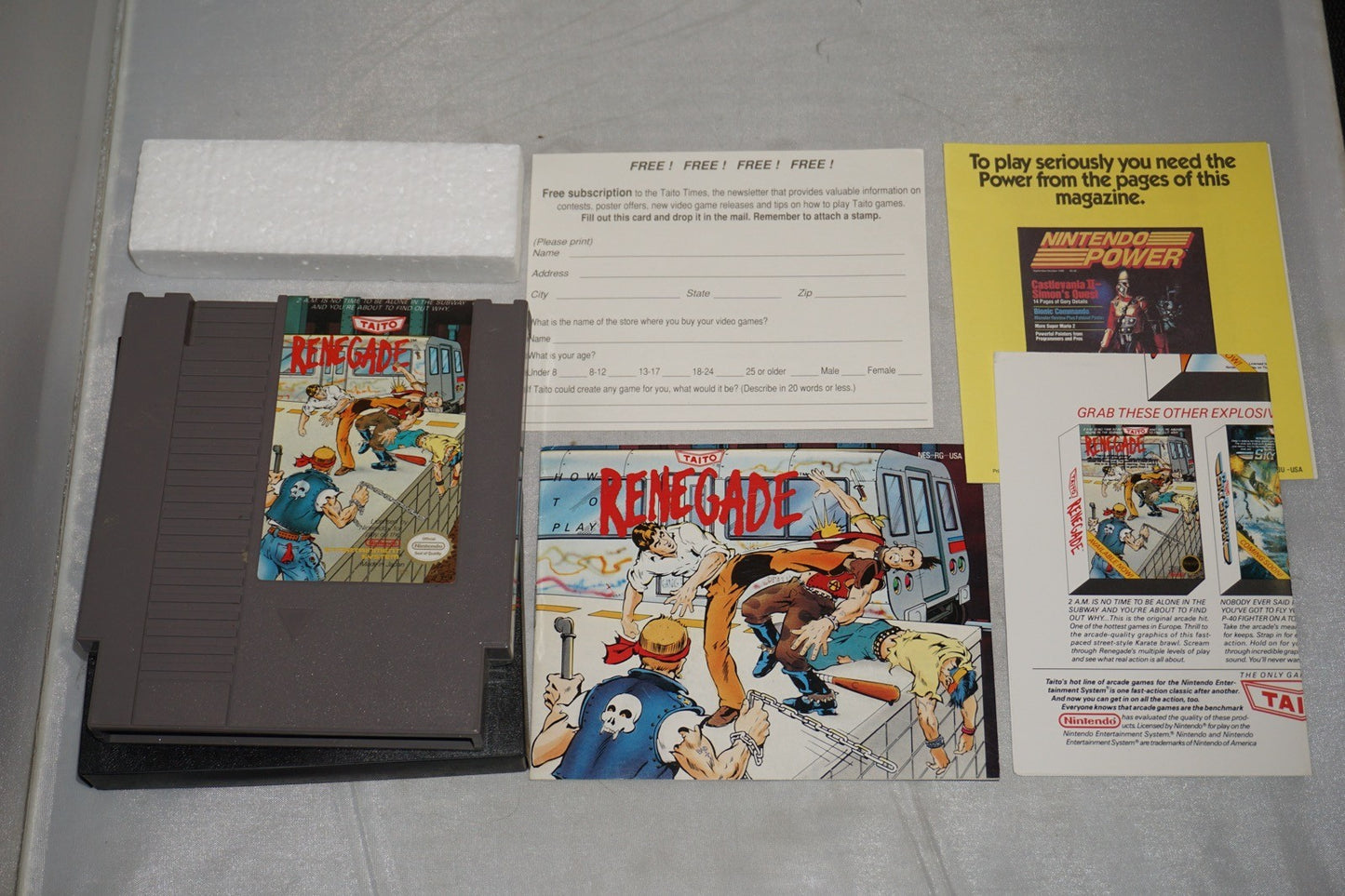 Renegade (Nintendo NES) Complete in Box w/ Reg Card CIB