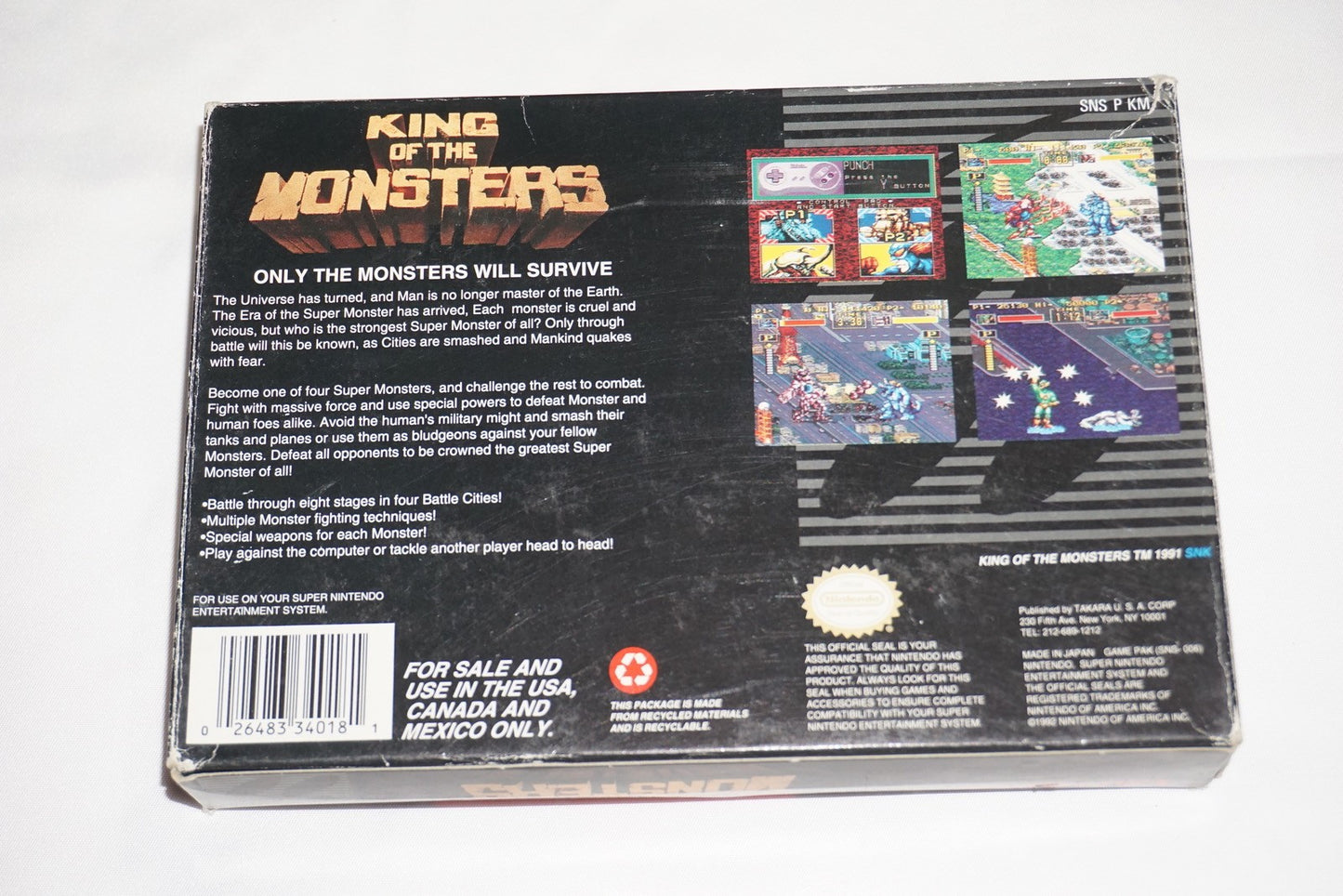 King of the Monsters 1 (Super Nintendo SNES) Complete in Box CIB