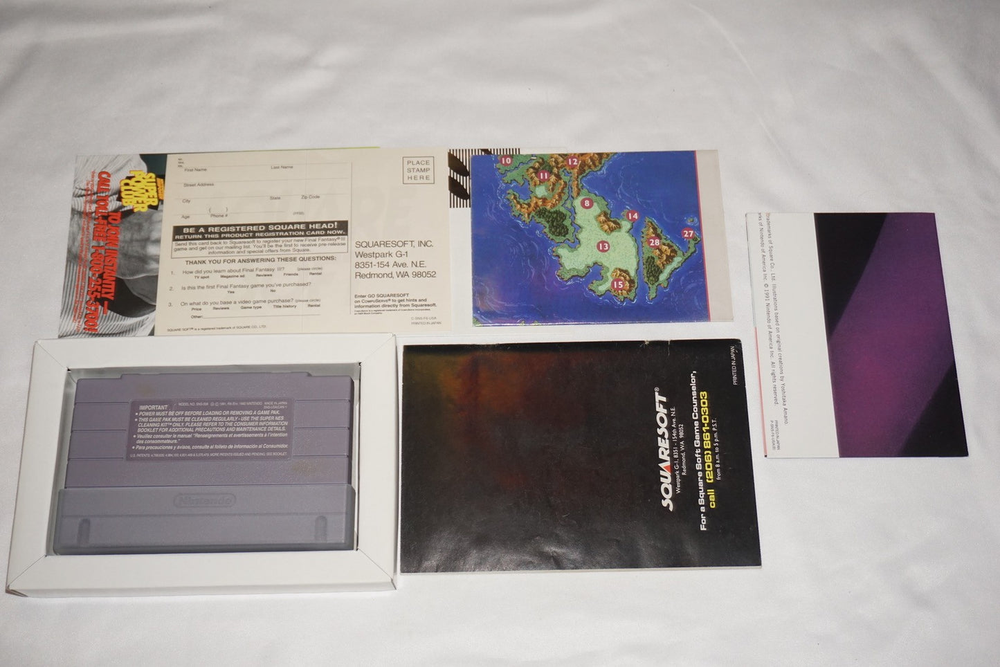 Final Fantasy III 3 (Super Nintendo SNES) Complete CIB w/Poster Map Reg CIB 100%