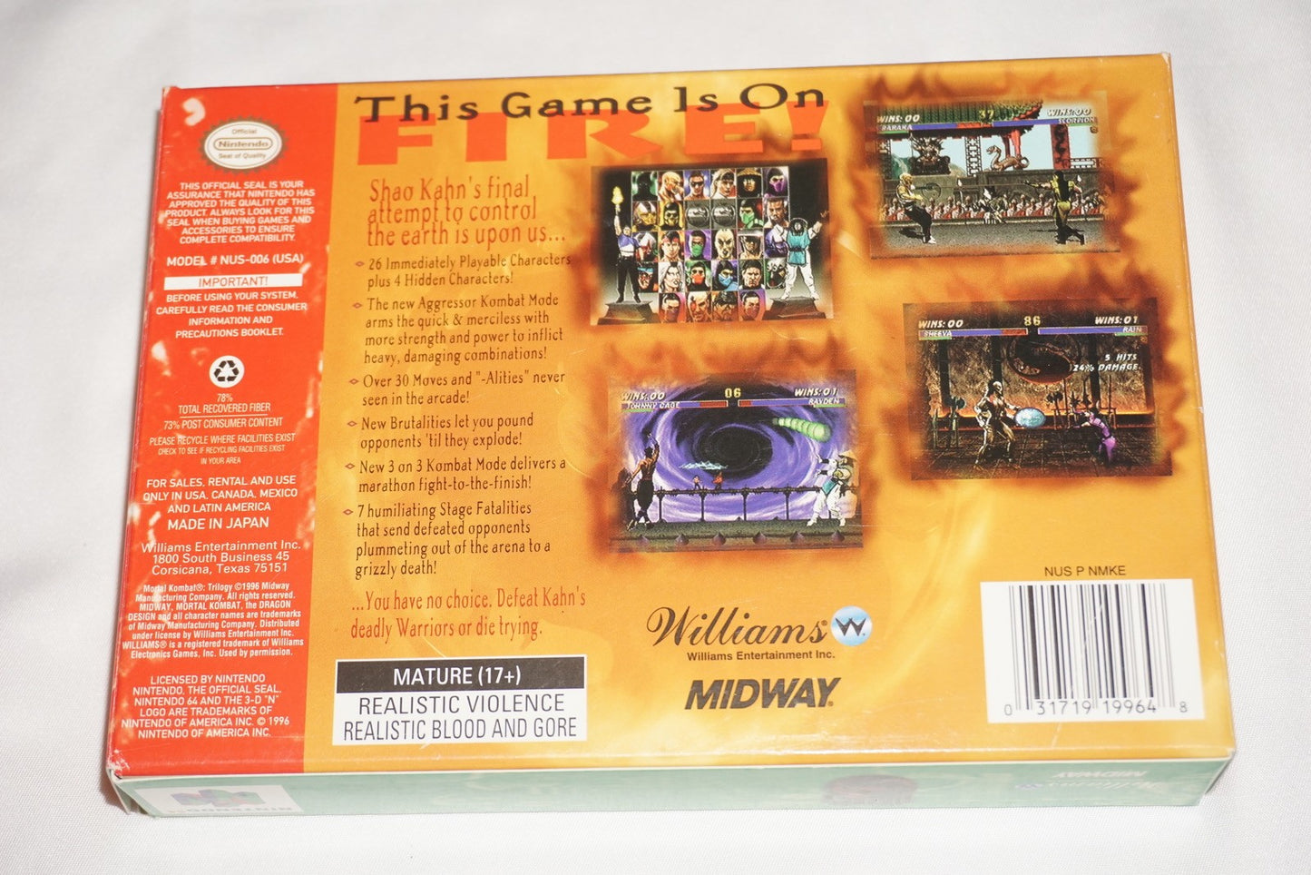 Mortal Kombat Trilogy (Nintendo 64 N64) Complete in Box w/ Reg Poster CIB