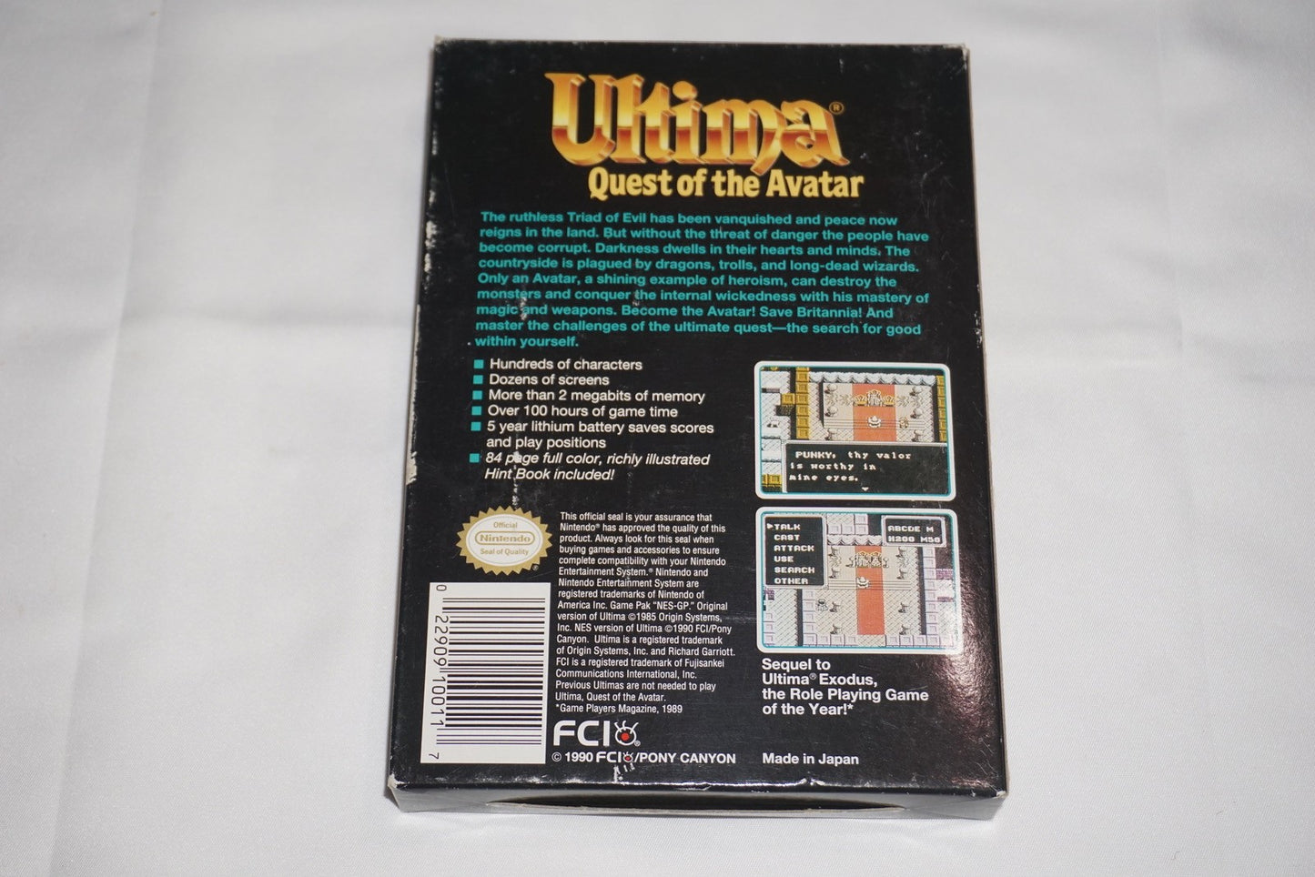 Ultima Quest Of The Avatar (Nintendo NES) Complete in Box CIB