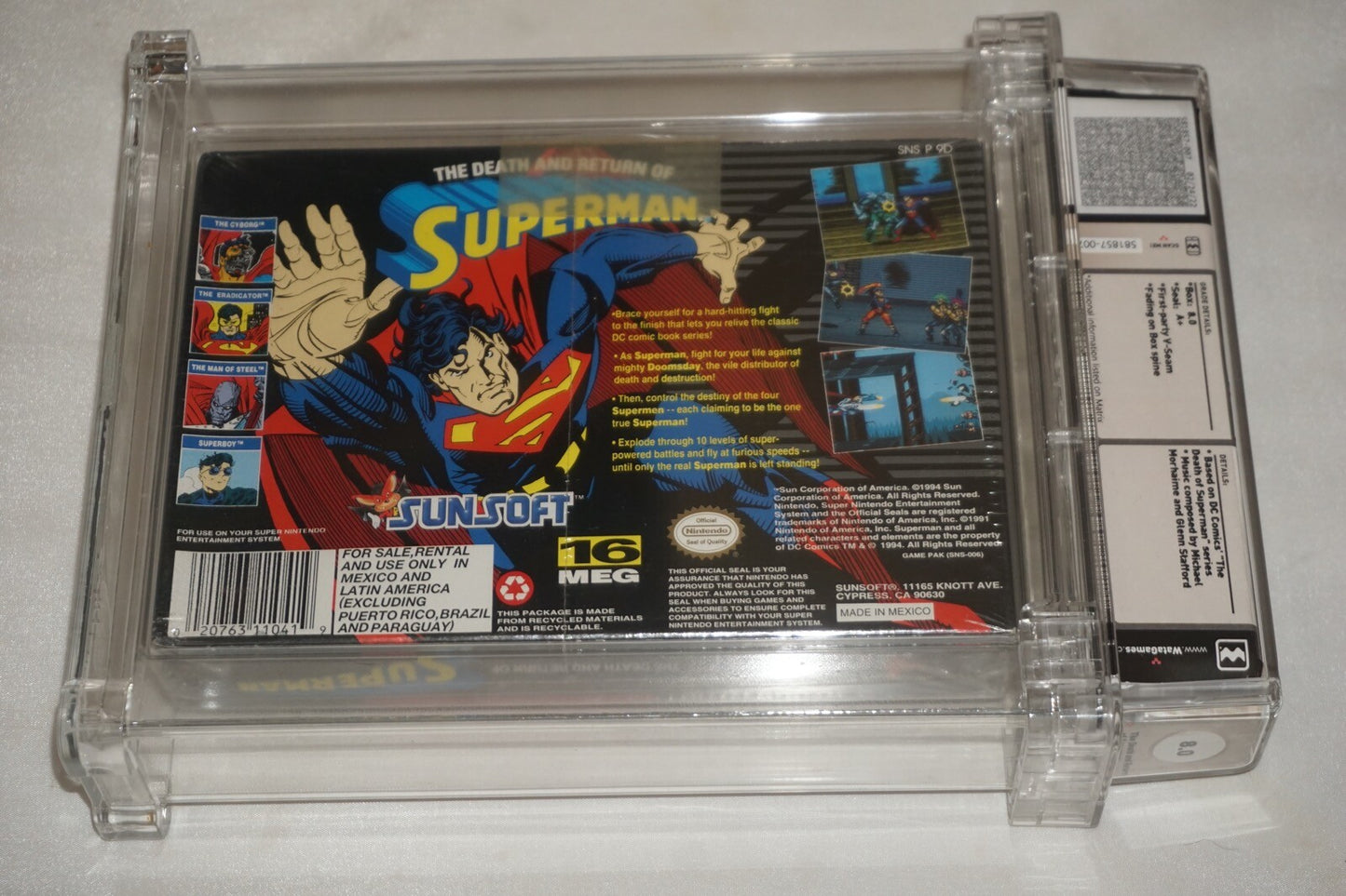 Death and Return of Superman (Super Nintendo SNES) NEW Sealed WATA 8.0 A+