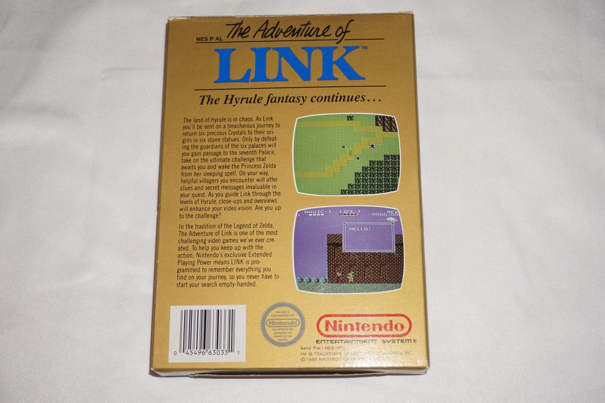 Adventures of Link Zelda II 2 GOLD (Nintendo NES) Complete in Box CIB