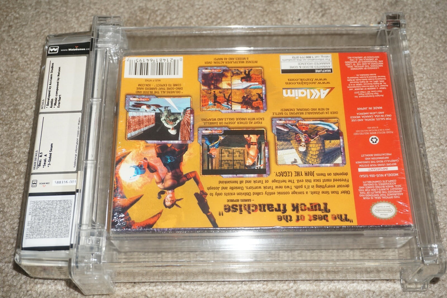 Turok 3 Shadow Of Oblivion (Nintendo 64 N64) WATA 8.5 A NEW Factory Sealed