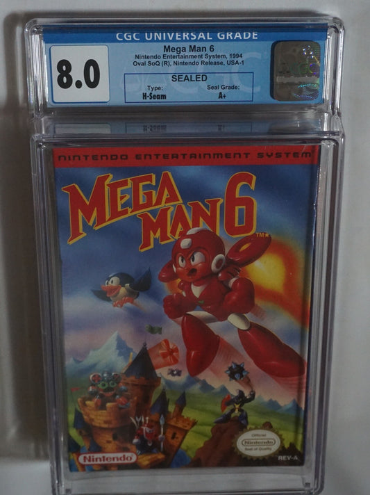 Mega Man 6 (Nintendo NES) CGC 8.0 A+ NEW Sealed