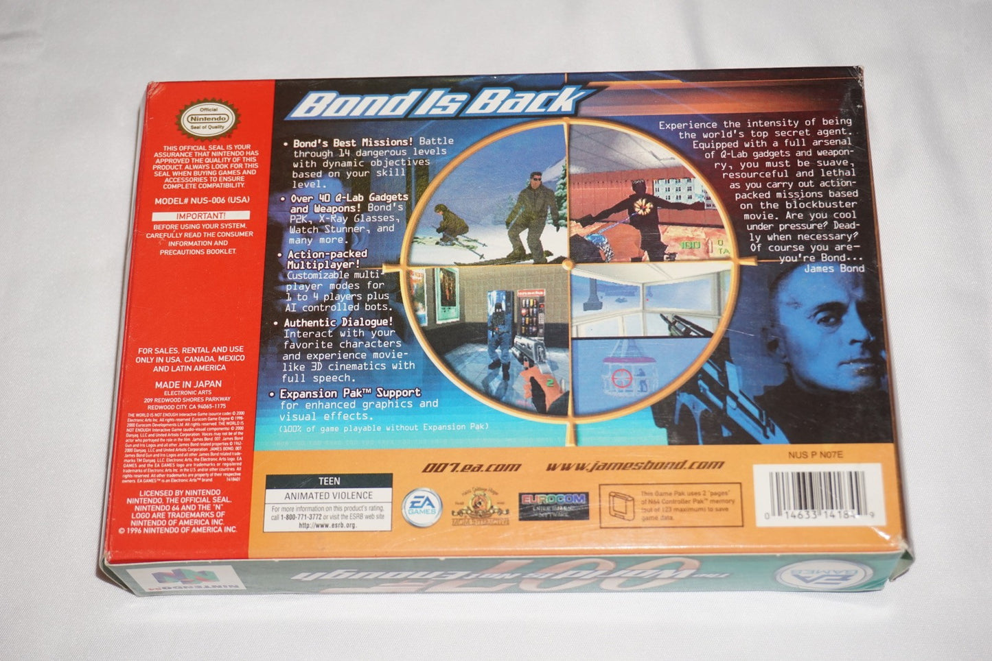 007 World in Not Enough (Nintendo 64 N64) Complete in Box w/ Reg CIB