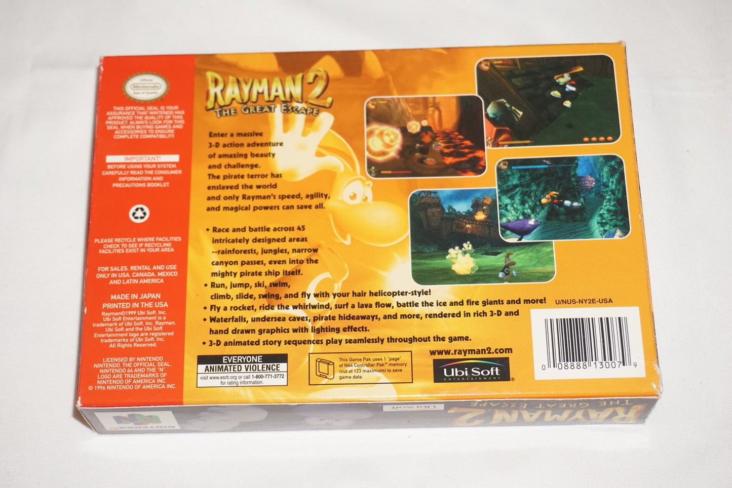 Rayman 2 (Nintendo 64 N64) Complete in Box w/ Reg & Tattoo Variant CIB