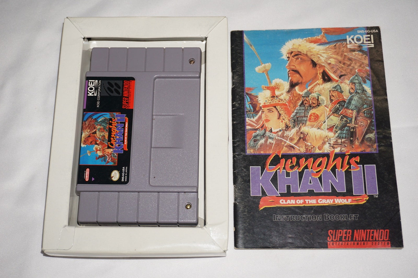 Genghis Khan II Clan Of The Gray Wolf (Super Nintendo SNES) Complete in Box CIB