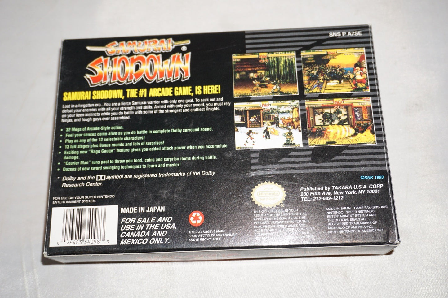 Samurai Shodown (Super Nintendo SNES) Complete in Box w/ Reg Card CIB