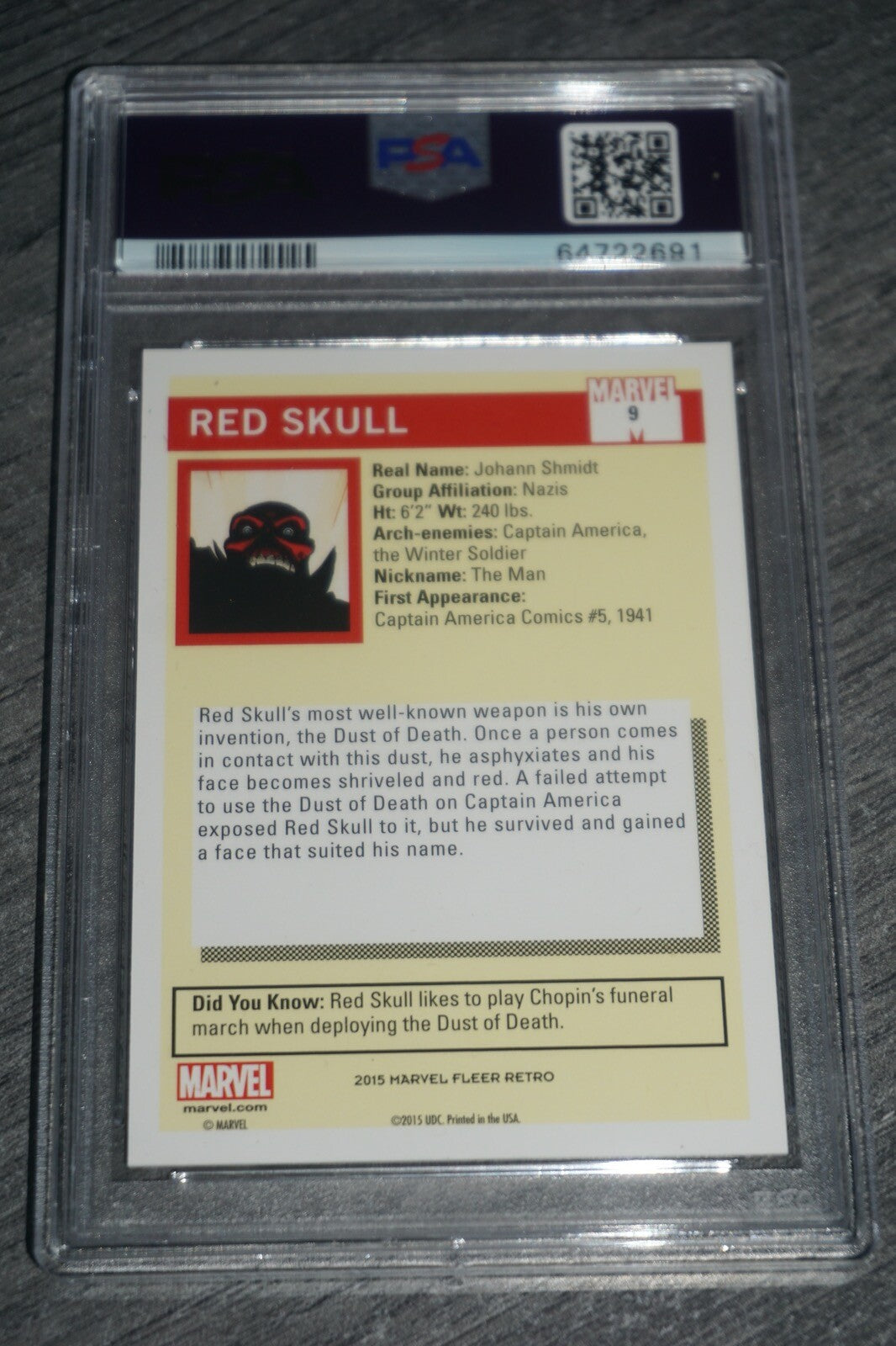 Red Skull #9 2015 Fleer Retro Marvel 90 Impel Universe Mint Psa 9