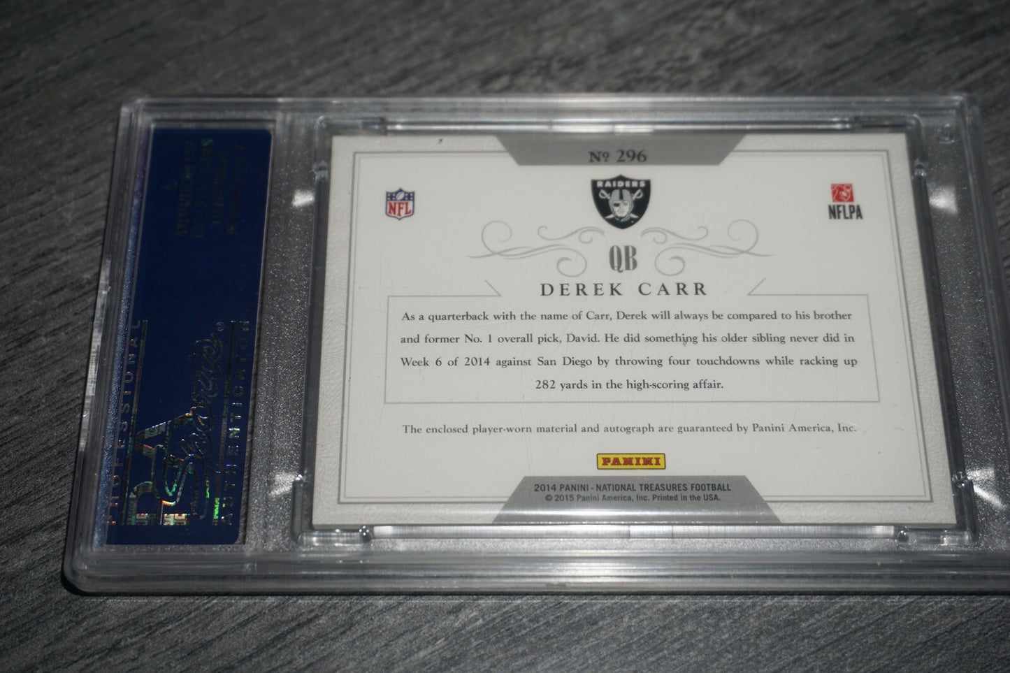 2014 Panini National Treasures Derek Carr Century RPA Autographed PSA 10 /99