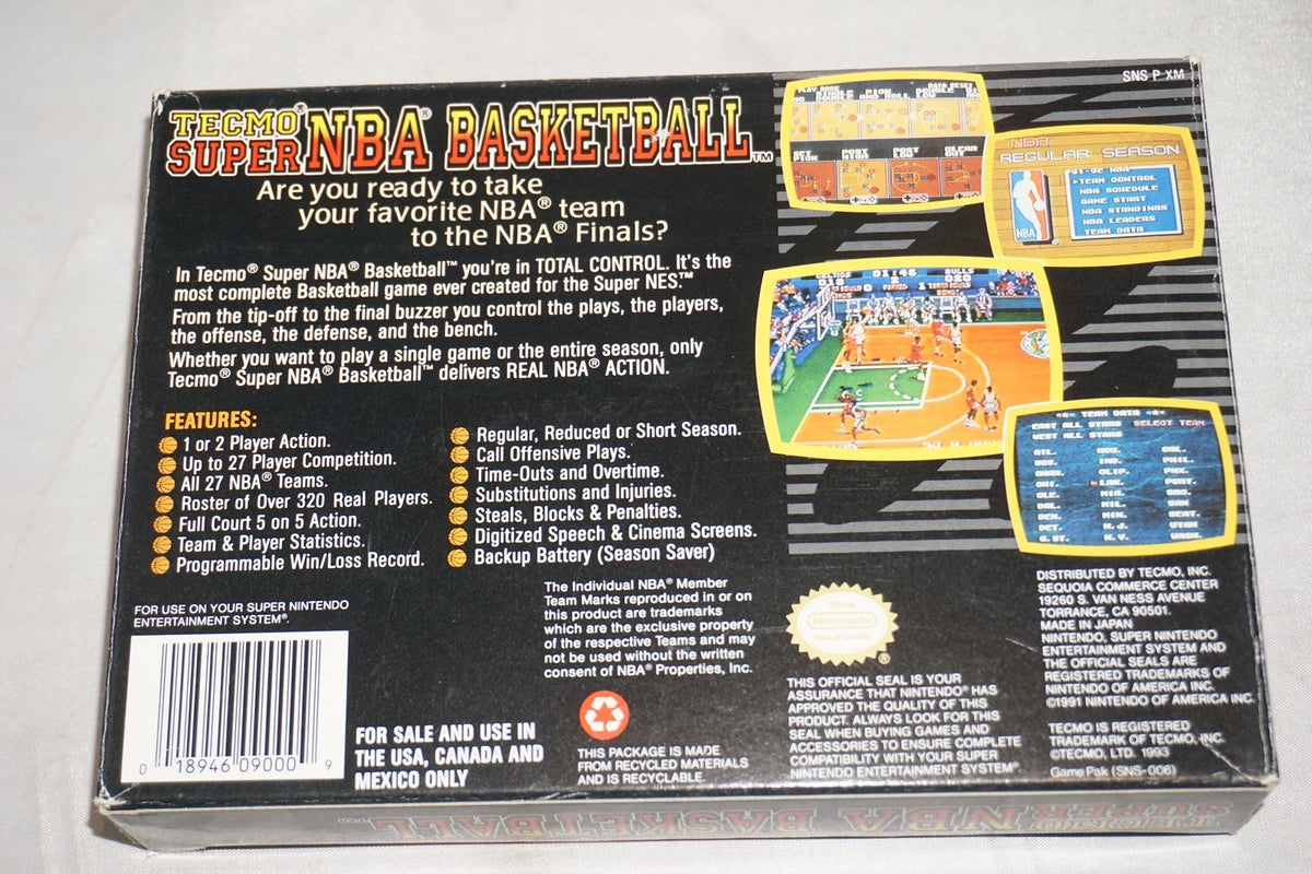 Tecmo Nba Basketball (Super Nintendo SNES) Complete in Box CIB