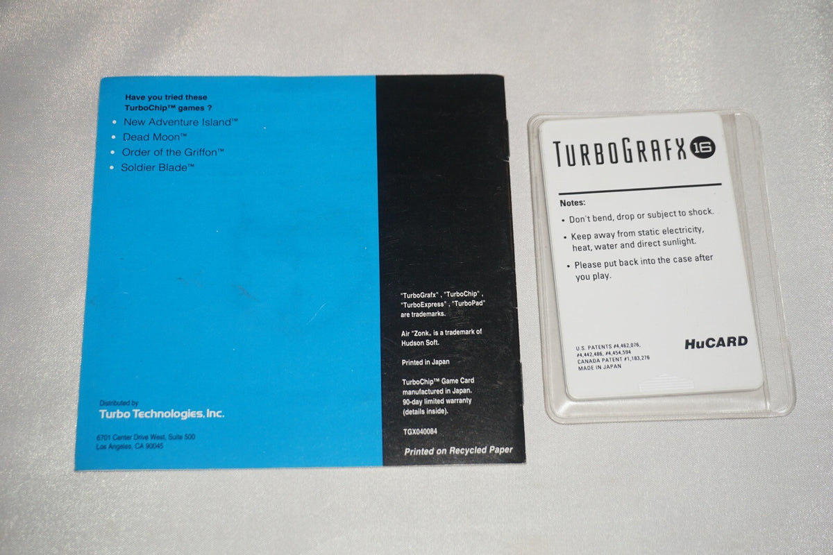 Air Zonk (Turbo Grafx 16 tg16) Complete in Box CIB Turbografx