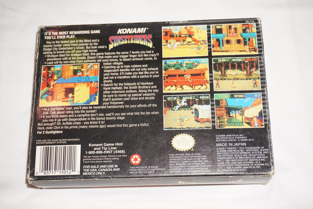 Sunset Riders (Super Nintendo SNES) Complete in Box CIB