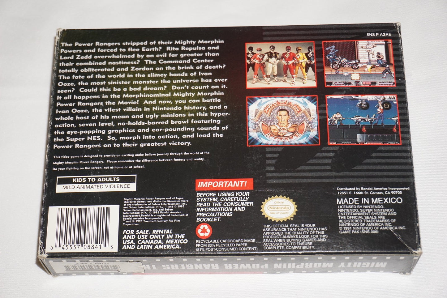 Mighty Morphin Power Rangers: Movie (Super Nintendo SNES) Complete in Box CIB