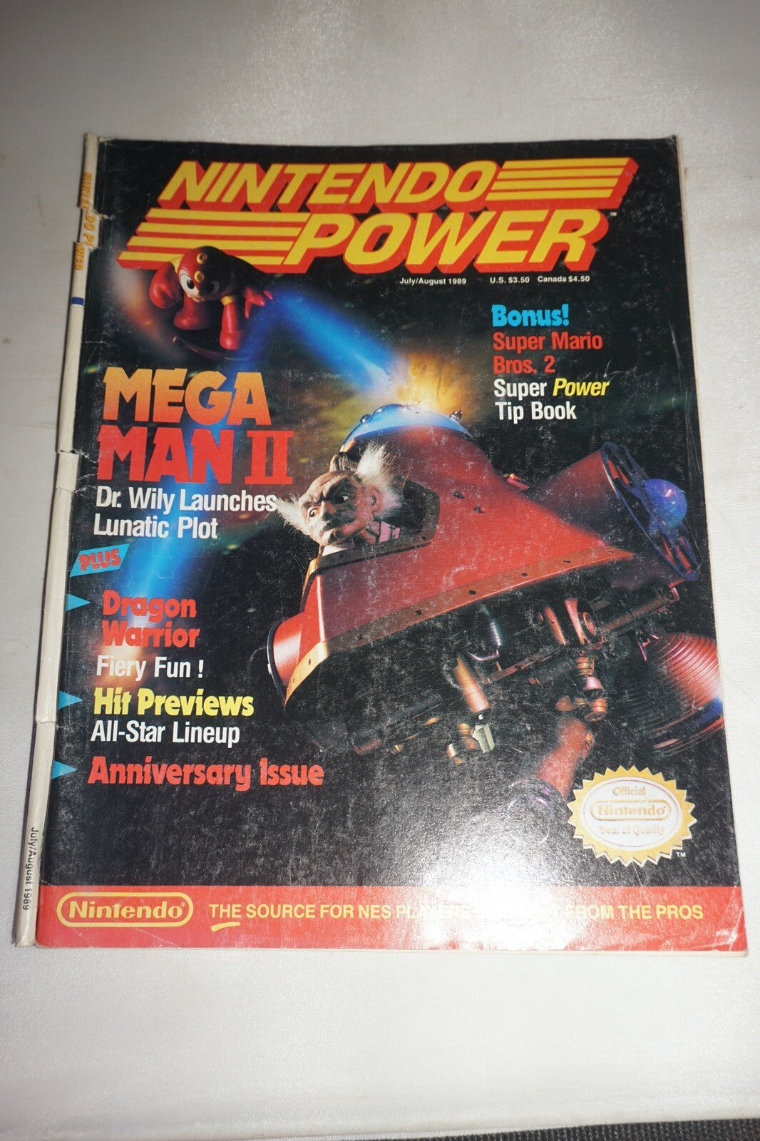 July/August 1989 Mega Man II Nintendo Power Magazine #4 Poster Mario Tips