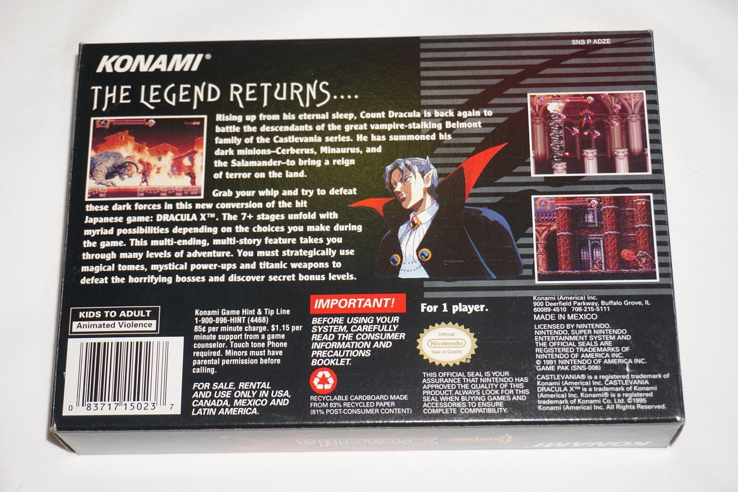 Castlevania Dracula X (Super Nintendo SNES) Complete in Box CIB