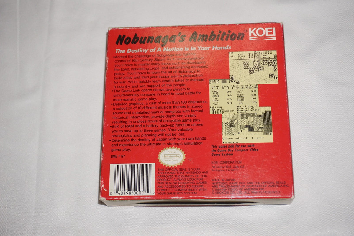 Nobunaga’s Ambition (Nintendo Game Boy Gameboy) Complete in Box CIB