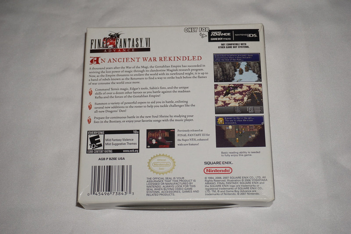 Final Fantasy VI 6 (Game Boy Advance GBA) Complete in Box CIB