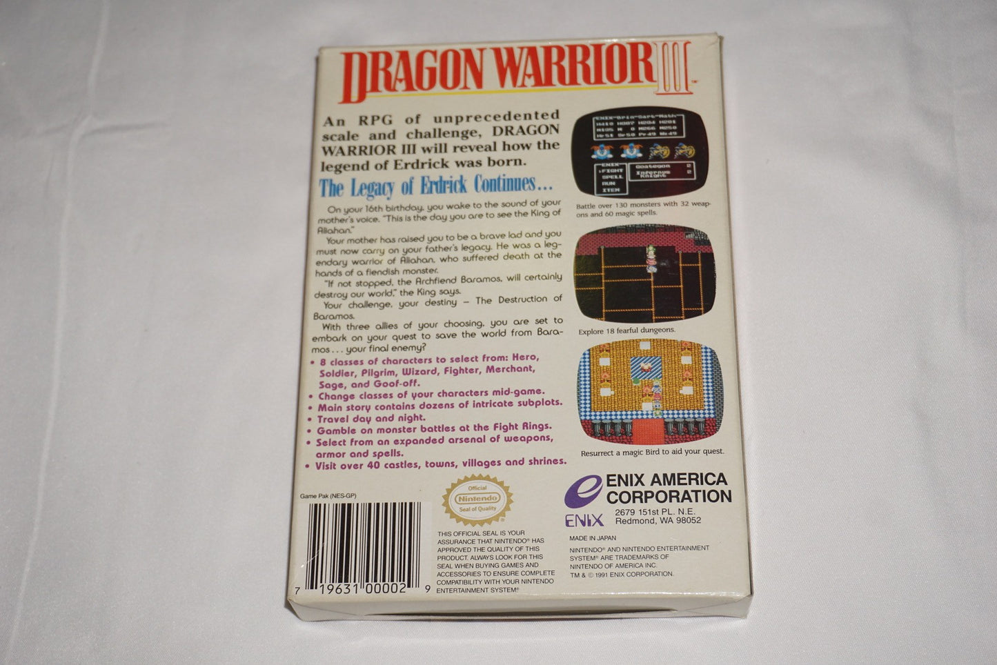 Dragon Warrior III 3 (Nintendo NES) Complete in Box CIB