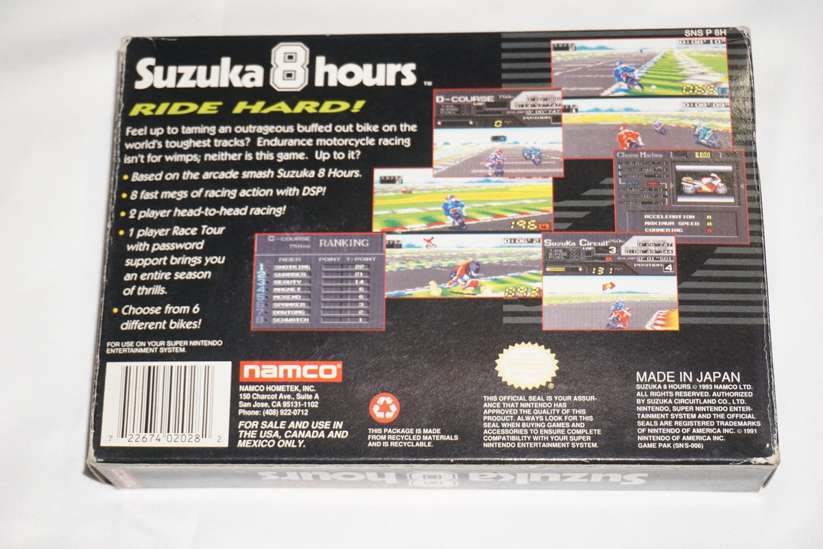 Suzuka 8 Hours (Super Nintendo SNES) Complete in Box w/ Reg CIB