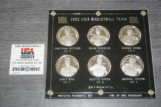 1992 USA Basketball DREAM TEAM Matched Number Set of 6 #4-9 Silver Coin