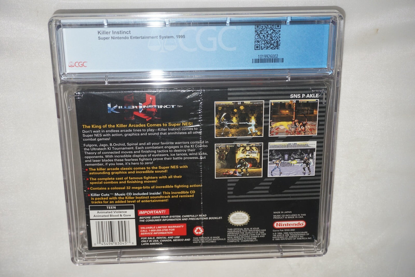 Killer Instinct (Super Nintendo SNES) CGC 9.4 A++ NEW Sealed