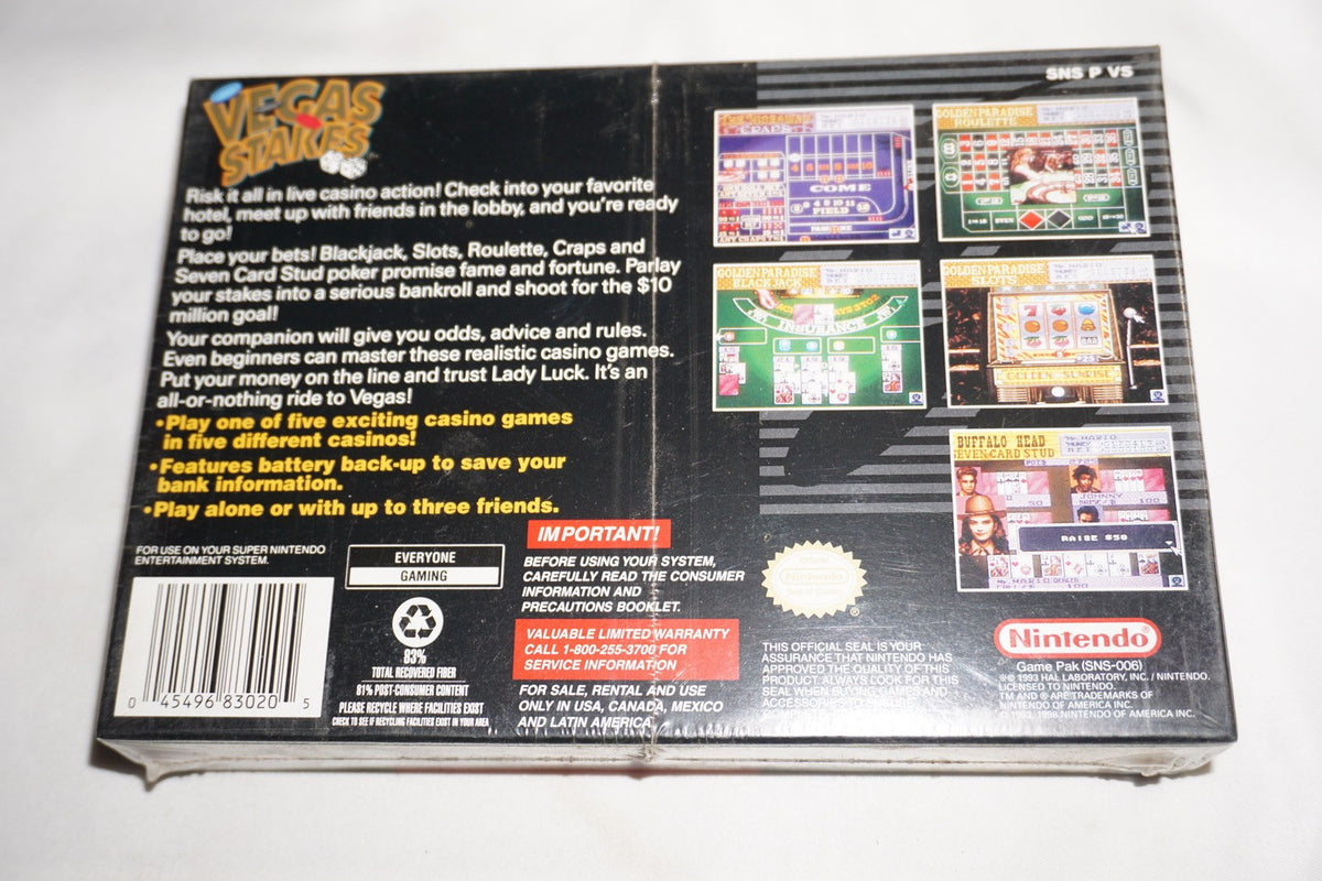 Vegas Stakes (Super Nintendo SNES) NEW Sealed
