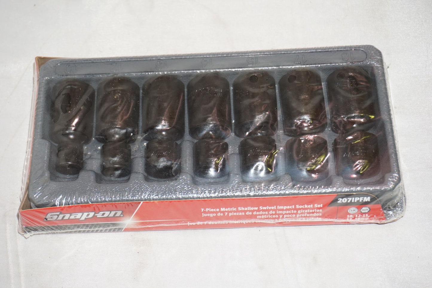 Snap On 7 pc 3/8" Metric Shallow Swivel Impact Socket Set 207ipfm NEW Sealed