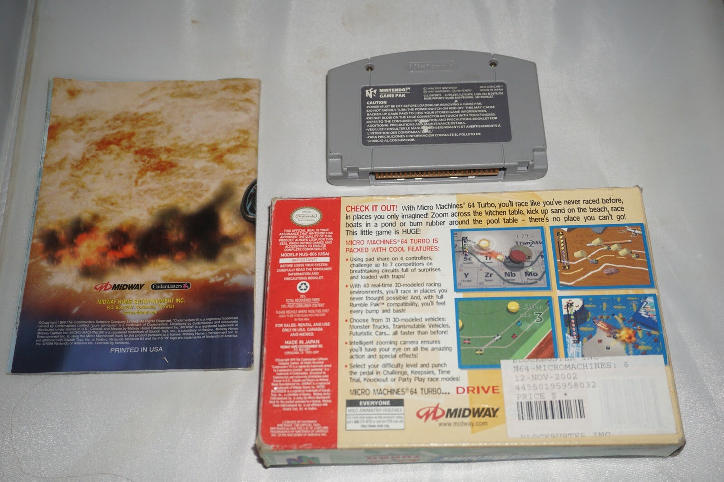 Micro Machines Turbo (Nintendo 64 N64) Complete in Box CIB BLOCKBUSTER
