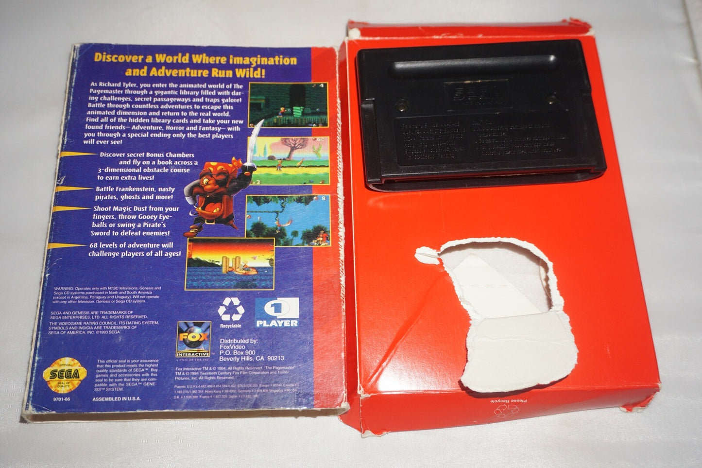 Pagemaster (Sega Genesis) with Box No Manual