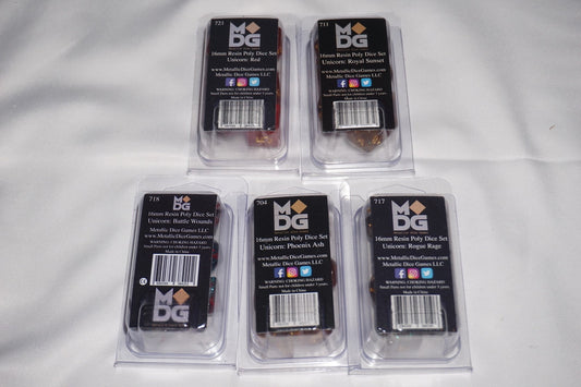 Mdg 16mm Resin Poly Dice Set Unicorn Set Of 5 Dice Set Lot NEW Sealed