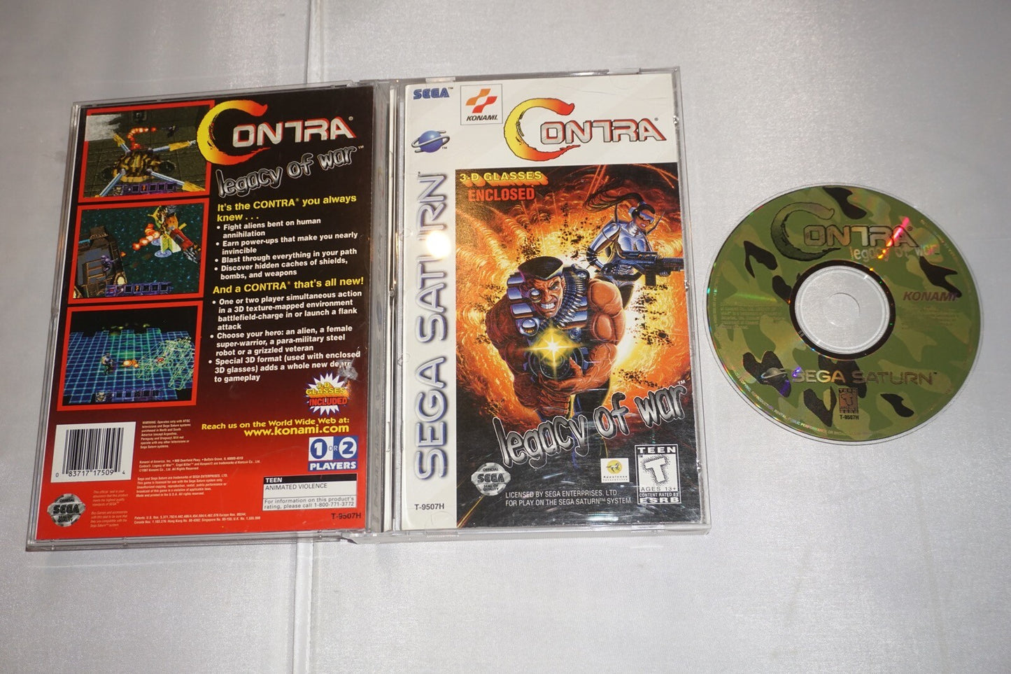 Contra Legacy Of War (Sega Saturn) Complete w/ 3D Glasses