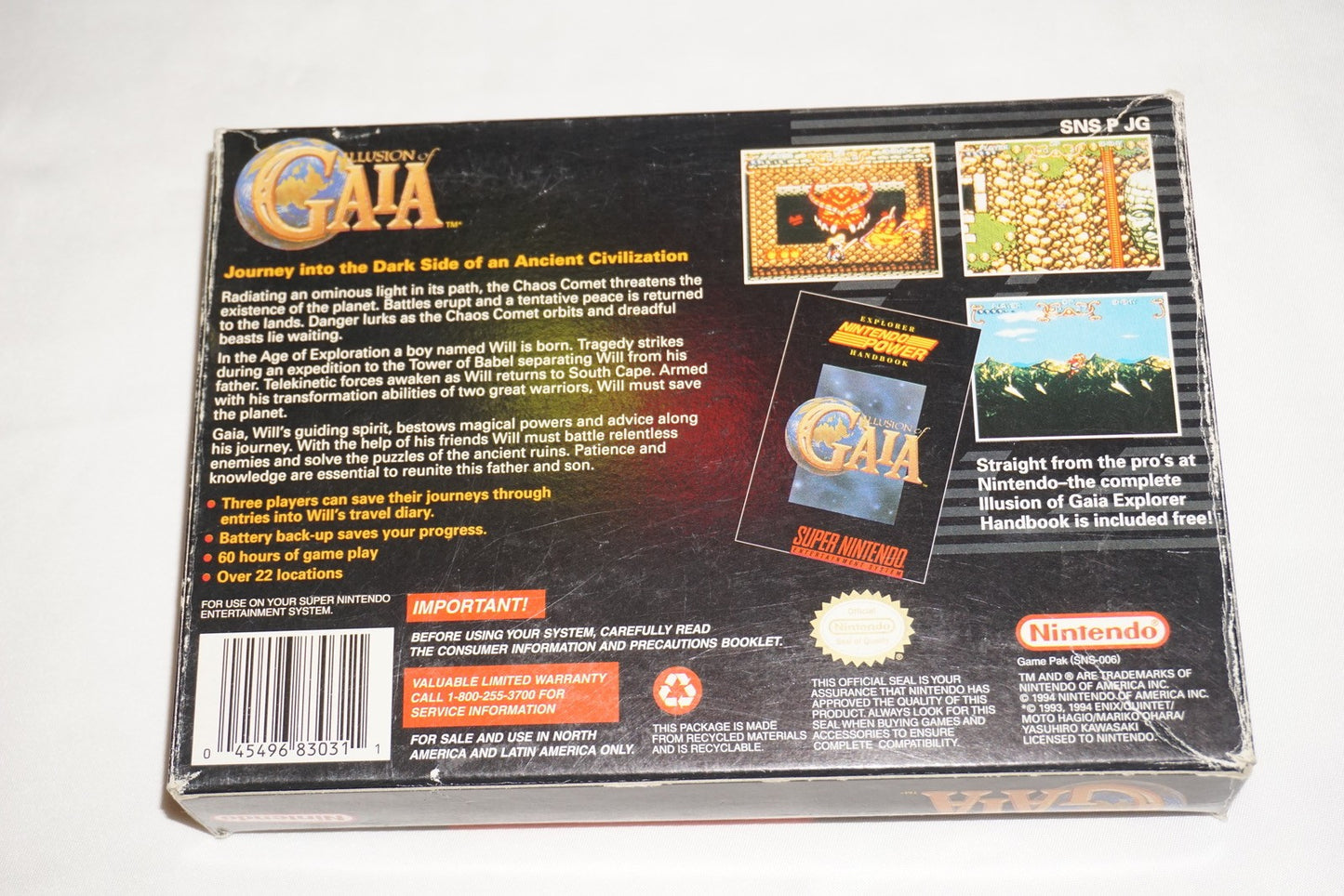 Illusion of Gaia (Super Nintendo SNES) Complete in Box CIB