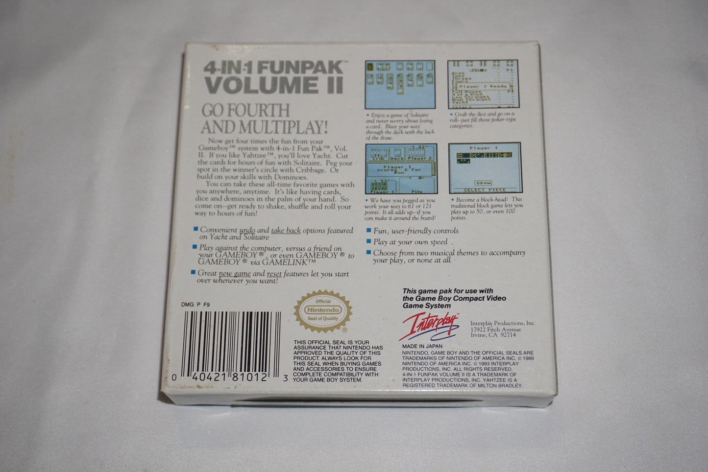 4 In 1 Fun Pak Vol II 2 (Nintendo Game Boy Gameboy) Complete in Box w/ Reg CIB