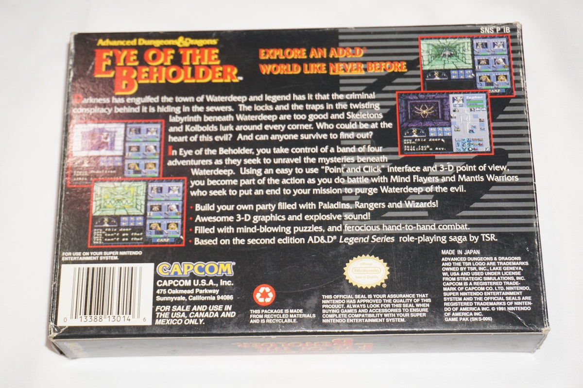 Advanced Dungeons & Dragons Eye of  Beholder (Super Nintendo SNES) Complete CIB
