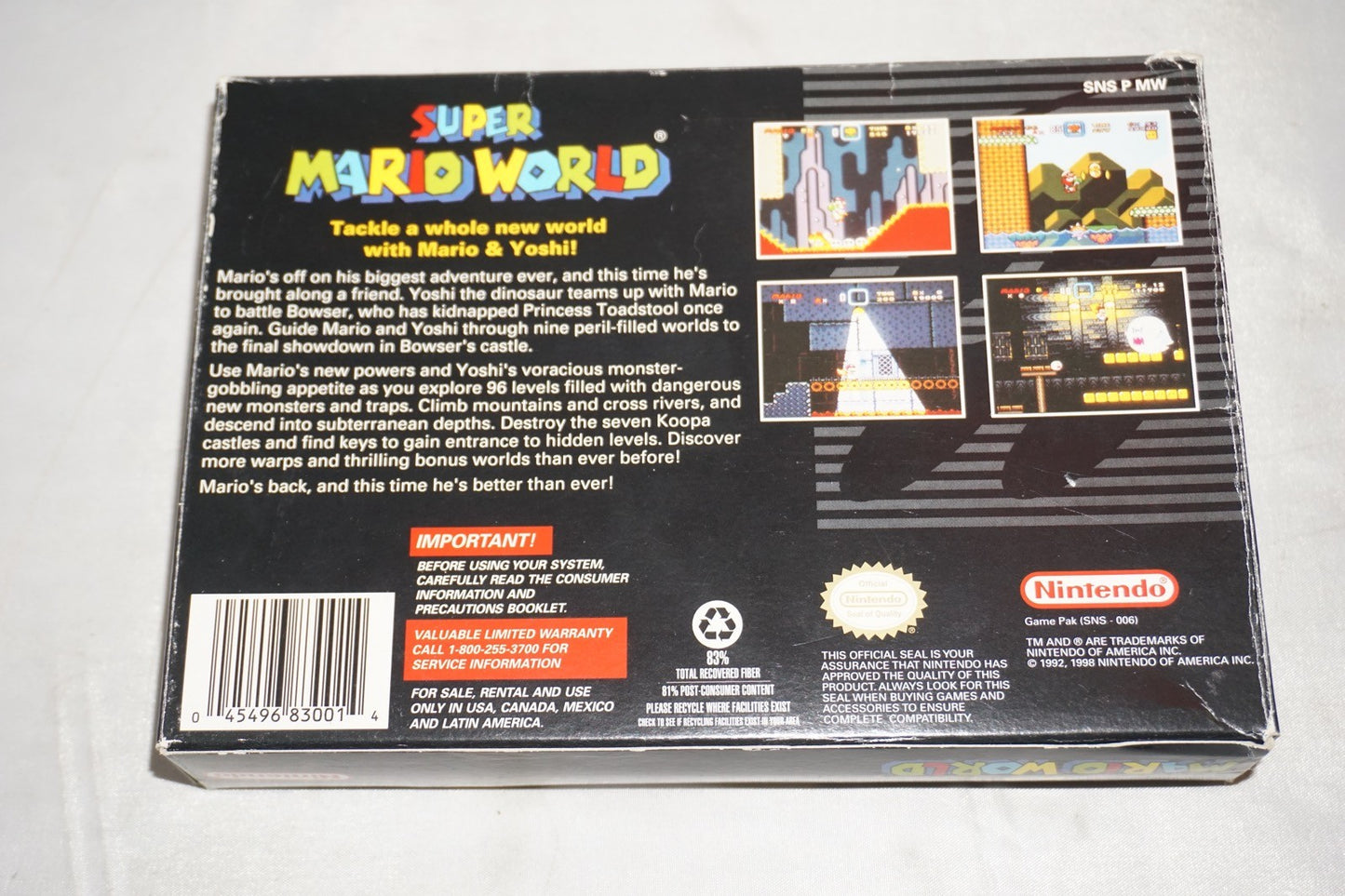 Super Mario World PC (Super Nintendo SNES) Complete in Box CIB
