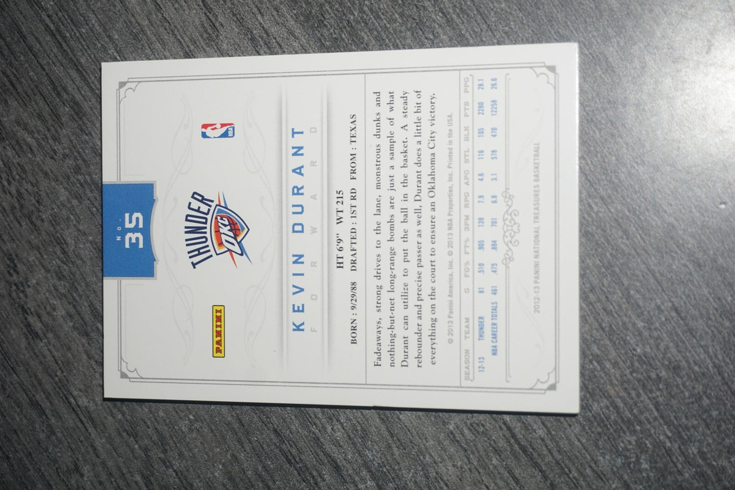 Kevin Durant 2012-2013 Panini National Treasures #35 14/99