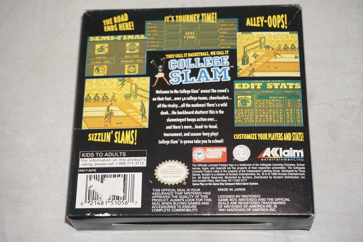 College Slam (Nintendo Gameboy Game Boy GB) Complete CIB Authentic