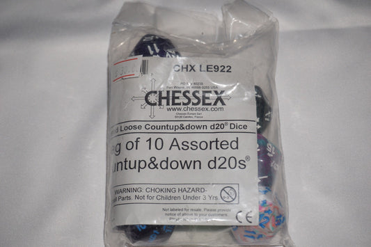 Chessex Le922 10 Count-up and down d20s CHX Dice Set NEW Sealed